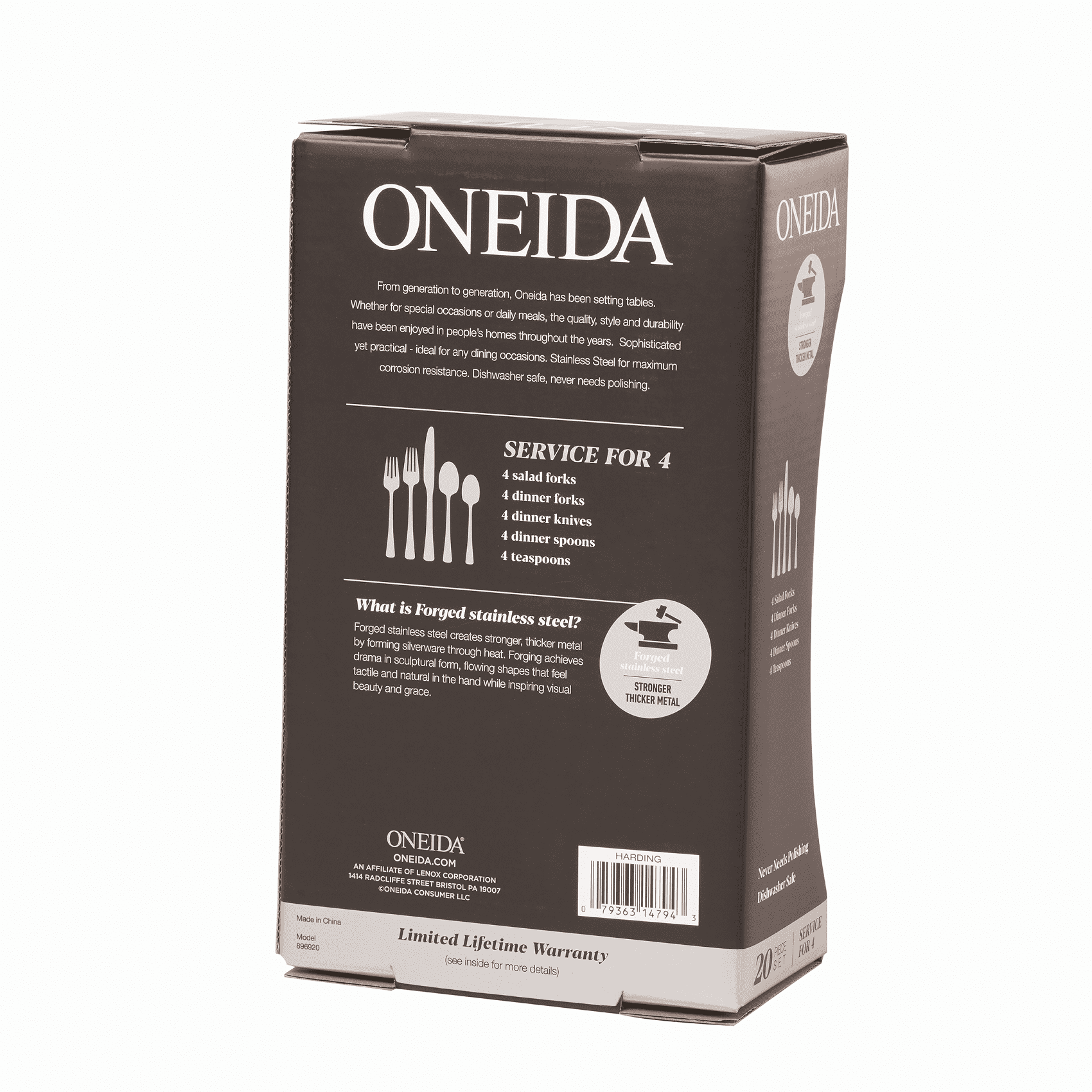 (2 pack) Oneida Harding 20-Piece Stainless Steel Flatware Set