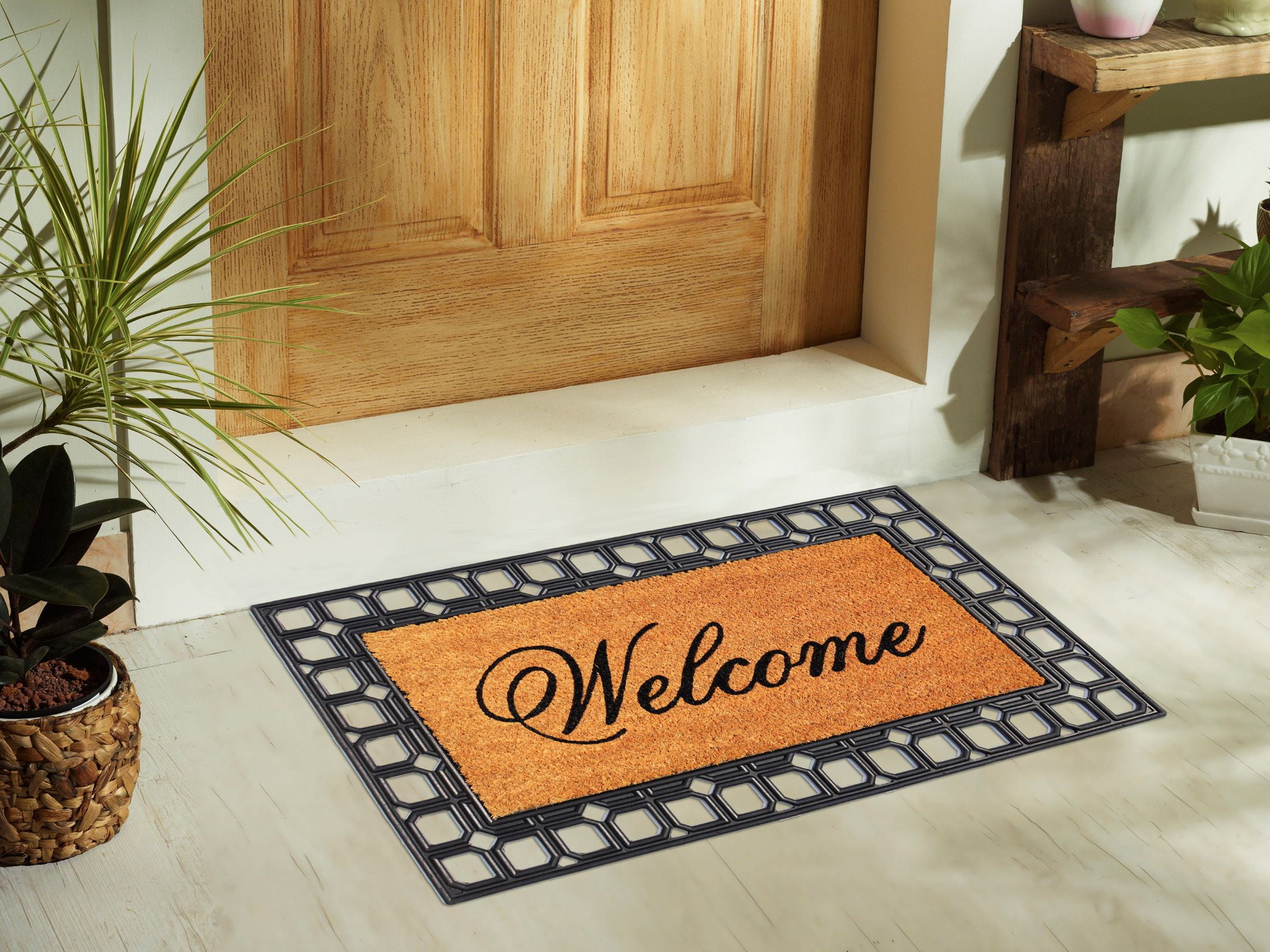 Mainstays Welcome Doormat with Rubber Frame