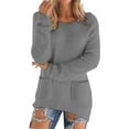 thumbnail image 2 of Gray Womens Sweatshirt Womens Casual Solid Long Sleeve Jumper Sweaters Blouse Fall Clothes for Women, 2 of 5