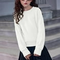 thumbnail image 5 of biudgviw Sweatshirt for Girls Pleated Long Sleeve Pullover Shirts Loose Fit Crew Neck Casual Tops Fall Winter Clothes with Thumb Holes, 5 of 6