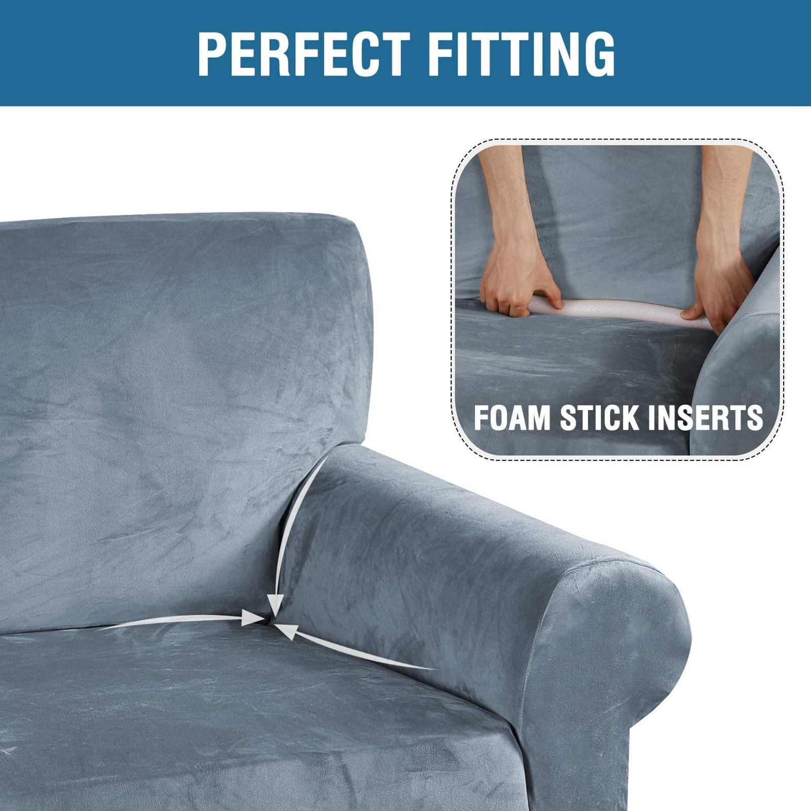 Stretch Velvet Sofa Slipcover,Non Slip Sofa Cover Washable Couch Cover