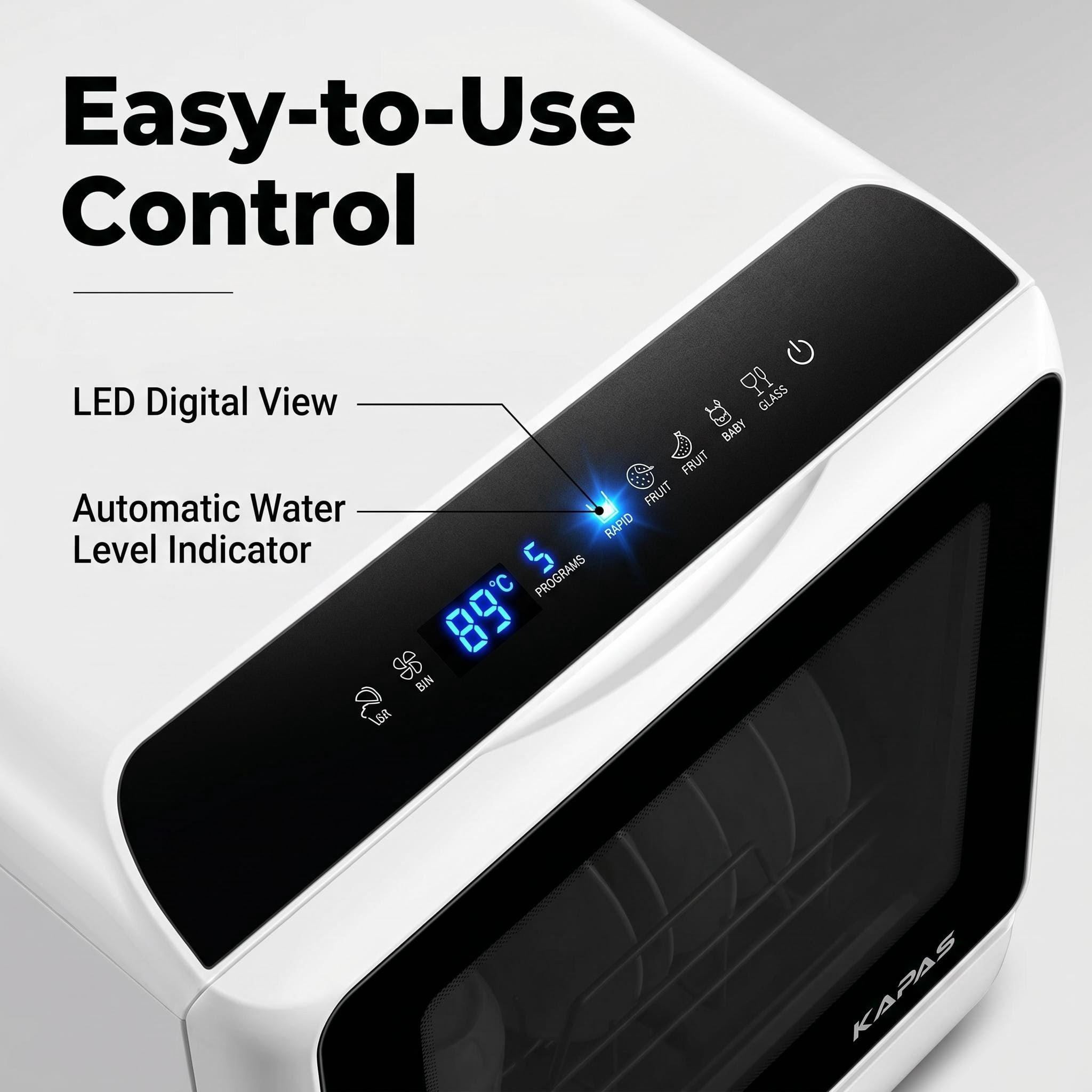 Portable Countertop Dishwasher with Built-in Light, 6 Wash Modes, Dual Water Supply System, LED Digital Control Panel, Compact Mini Dishwasher for Home, Apartment, Dorm, Boat and RV