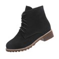 thumbnail image 2 of Willtoo Womens Ankle Boots Round Toe Lace‑Up Combat Booties with Side Zipper Low Block Heel Casual Short Boots for Daily Wear, 2 of 5