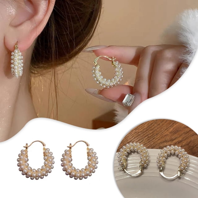 Small Rice Pearl Earrings with Gold Design for a Lightweight and Elegant Style