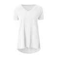 thumbnail image 4 of CHOK Hauts pour Femmes T-Shirts à Manches Courtes pour Femmes Liquidation Couleur Unie Grande Taille Tendance Été Coupe Décontractée T-Shirts Chemises Décontractées Col Rond Chemises Fluides Blouses Hauts Noir G, 4 of 5