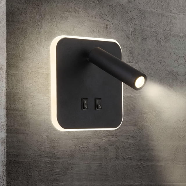 Aplique de pared LED negro para cama con pared Interior, foco ajustable, lámpara de lectura, lámpara de pared de aluminio para pasillo, dormitorio, escaleras