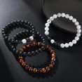 thumbnail image 5 of Mens Beaded Bracelet Tiger Eye 8MM Natural Stone Beads Bracelet Set Adjustable Stretch Lava Rock Bracelets for Men Black Crystal Beaded Bracelets for Men Father Boyfriend Brother Gifts, 5 of 8