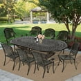 thumbnail image 7 of MEETWARM 9-Piece Outdoor Furniture Dining Set, All Weather Cast Aluminum Patio Garden Set with 8 Chairs,1 Oval Table, 2.2" Umbrella Hole, Dark Bronze, 7 of 7