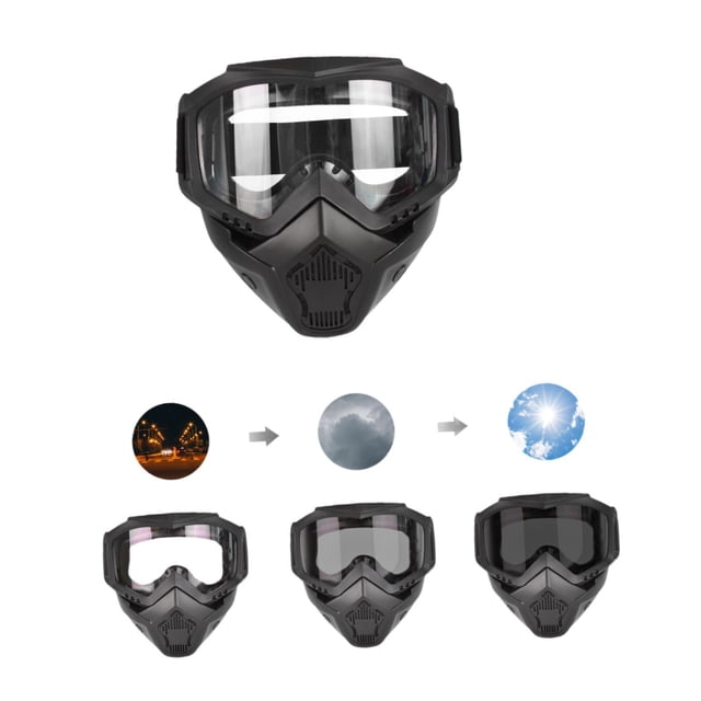 Gafas de esquí, casco, máscara, cortavientos y a prueba de polvo con máscara facial extraíble, gafas para actividades al libre, accesorios para