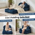 thumbnail image 3 of Centilab Folding Sofa Bed, Convertible Sleeper Chair with Pillow, Foldable Floor Sofa Couch, Portable Futon Mattress with Back Support for Living Room Bedroom Guest Room, Single Darkblue, 3 of 9