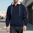 thumbnail image 2 of safuny Men's Henley Hoodie Cable Knit Elbow Patch Casual Long Sleeve Pullover Navy S, 2 of 5