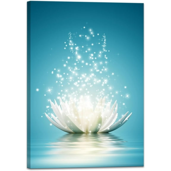 Canvas Prints Wall Art Lotus Flower Pictures Bathroom Decor Zen Painting Spa Photo Artwork Framed for Spiritual Meditation Yoga Room Ready to Hang 12 x 16inch