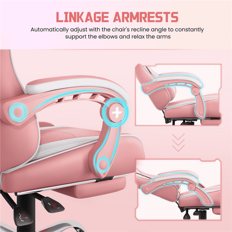 fua accessery door（M）サーモンピンク GAMEFITZ Faux Leather Swivel Gaming Chair in Pink and White