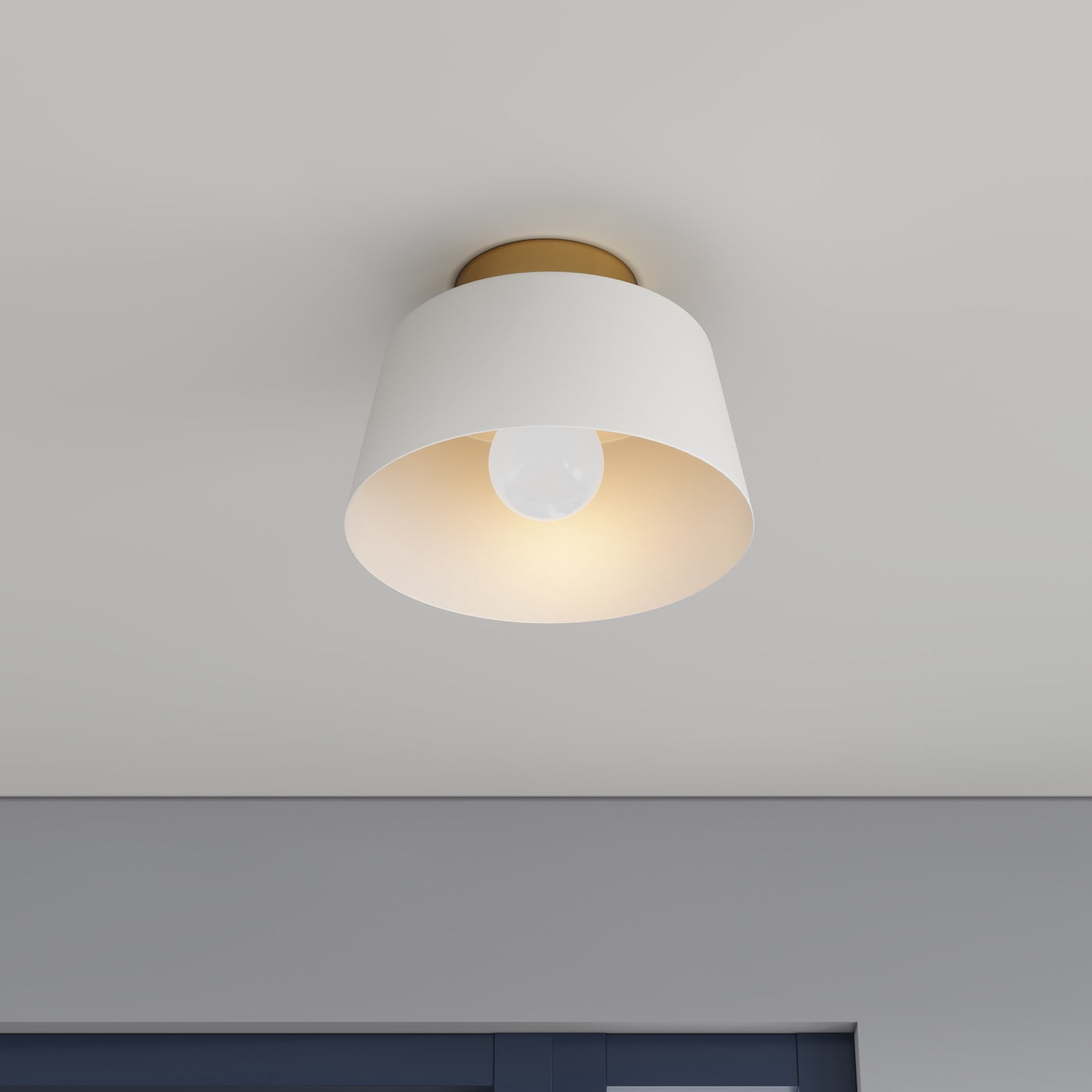 Aiwen Semi Flush Mount Ceiling Light Fixture Drum Light With White Metal Shade Modern Lighting For Bedroom Hallway Living Room