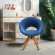 thumbnail image 3 of Costway Silla giratoria mid century, sillón moderno de tejido con patas de sólida madera de haya, asiento extra grande, respaldo redondo con mechones, 3 of 5