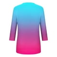 thumbnail image 4 of Women's Plus Size Casual 3/4 Sleeve V-Neck T-Shirt, Loose Fit Tunic Blouse, Summer Gradient Large Size Comfortable Top for Daily Wear, Limited Time Off, 4 of 5