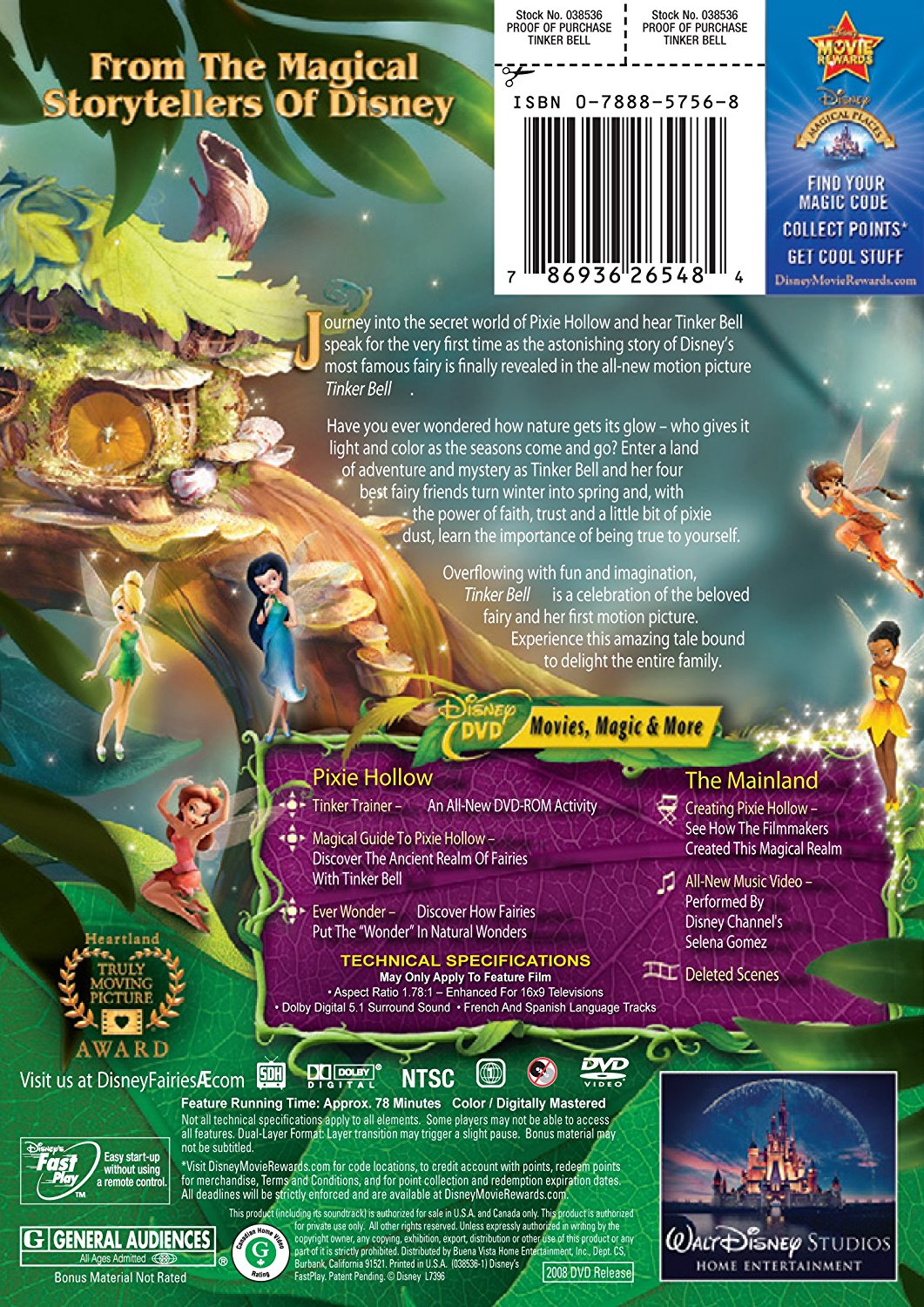 Disney Animated Direct-To-Video (DVD): Tinker Bell (DVD) - image 2 of 2