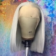 thumbnail image 2 of Bob Wigs Human Hair 13x4x1 Lace Frontal T Part Short Straight Blunt Cut Middle Part Colored Bob Gray 180% Density Glueless Straight Wig for Pre Plucked Shoulder Length 14 Inch, 2 of 6