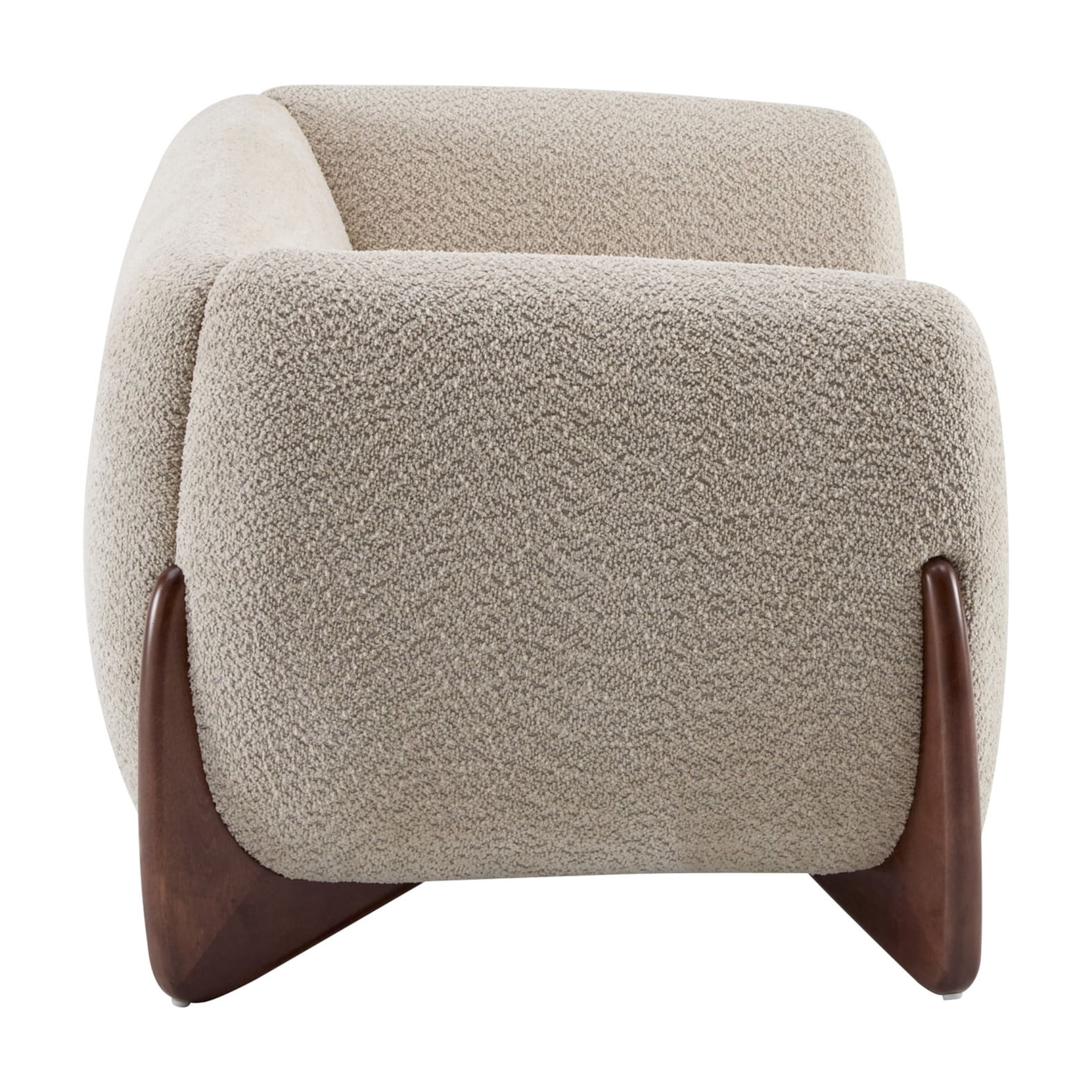 Christopher Knight Home 63" Boucle Loveseat, 2-Seater Faux Sherpa Couch with Wood Legs & Curved Design, Almond