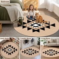 thumbnail image 5 of Black Khaki Boho Round Area Rug 7 FT,Non Slip Living Room Area Carpet,Aztec Southwest Ethnic Geometric Art Washable Soft Circular Rug Non-Shedding Floor Carpet for Bedside Office Play Room Classroom, 5 of 9
