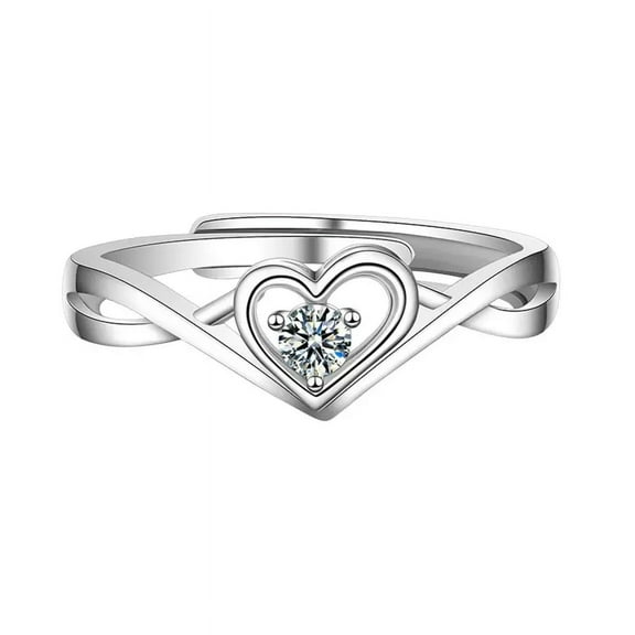 Ratan Gems Heart Shape White Moissanite Ring, 925 Sterling Silver