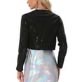 thumbnail image 3 of INSPIRE CHIC Women's Sequin Party Open Front Cropped Sparkly Bolero Shrug S Black, 3 of 6