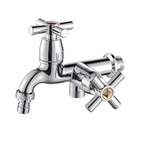 Washing Machine Faucet Sink Basin Water Tap With Double Spout&Handle G1/2 Cross Handle