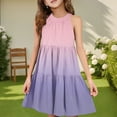 thumbnail image 2 of Abcomgle Girls Dresses Size 10-12 Casual Halter Neck Sleeveless Midi Dress Gradient A-line Sundresses Holiday Swing Skirt 13-14 Years,Light Purple, 2 of 7