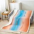 thumbnail image 2 of Gradient Blue and Orange Throw Blanket 40"x50",Silver Foil Print Wave Striped Fleece Blanket Ombre Blanket,Abstract Art Room Decor Aesthetic, 2 of 4