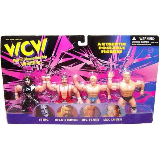 WWE Wrestling WCW Authentic Poseable Figures Set of 4 Mini Figures
