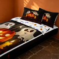 thumbnail image 2 of Erosebridal Spooky Pumpkin Lantern Zipper Full Size Comforter Sets with Fitted Sheet and 2 Pillowcases, Cute Ghost Zipper Bedding Set for Boys Girls, Dark Black Orange, Halloween Reversible, 2 of 7