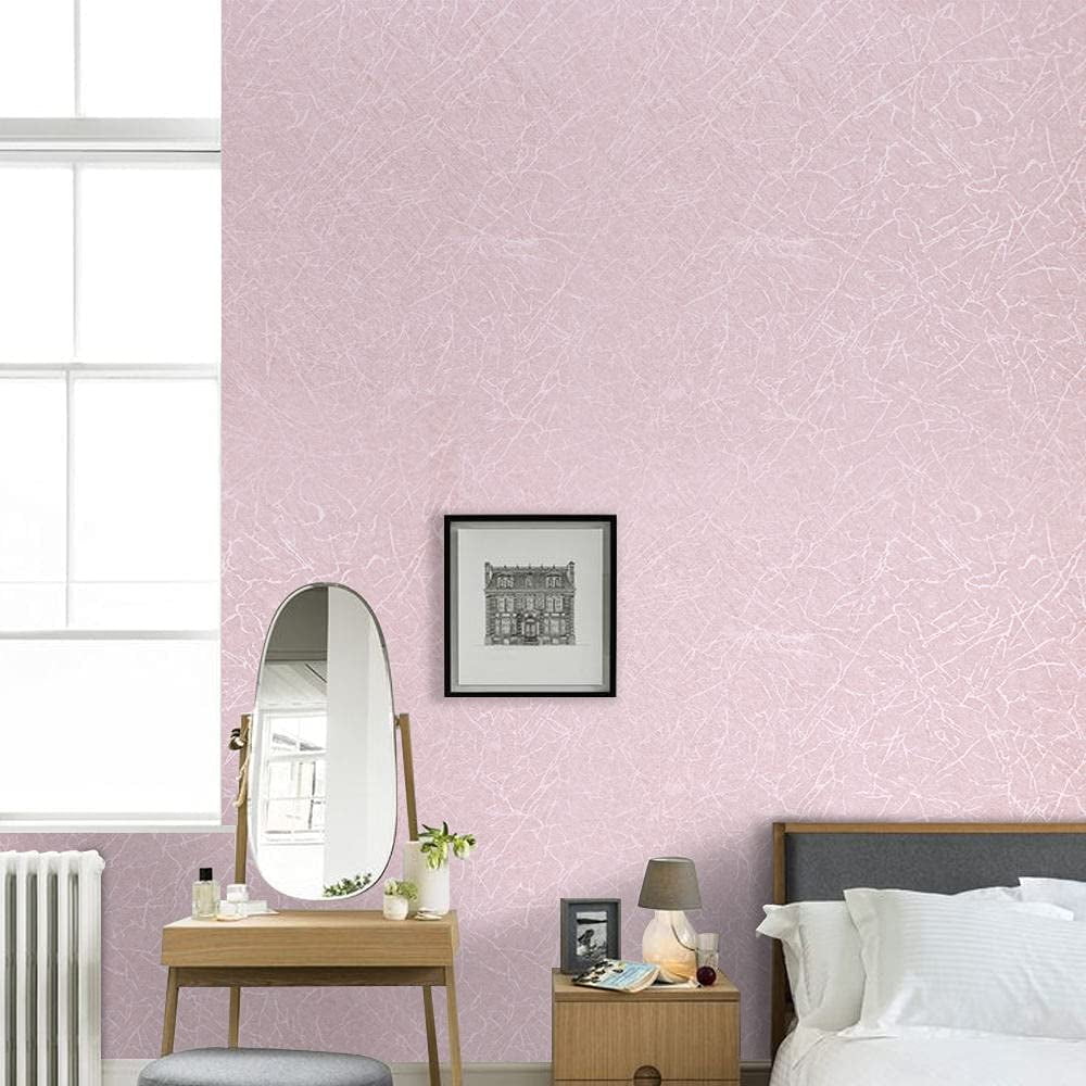UMIGGEE 15.74" x 118" Pink Wallpaper Embossed Self Adhesive Peel and Stick Removable Wallpaper for Home Decorative Film Cabinet Furniture