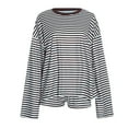 thumbnail image 4 of WAYUTE 2 Piece Sets for Women Casual Long Sleeve Striped Shorts Sets with Drawstring for Srping Fall Comfortable Soft Outfit, 4 of 7
