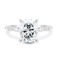 thumbnail image 2 of 3.00Ct Elongated Cushion Cut Moissanite Solitaire Engagement Ring, Accent Band, 14K White Gold, 2 of 7