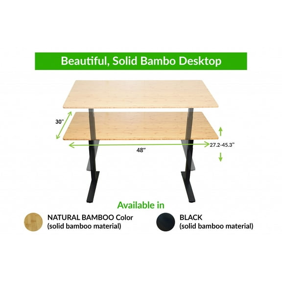 Natural Bamboo Dual Motor Electric Office Adjustable Computer Desk