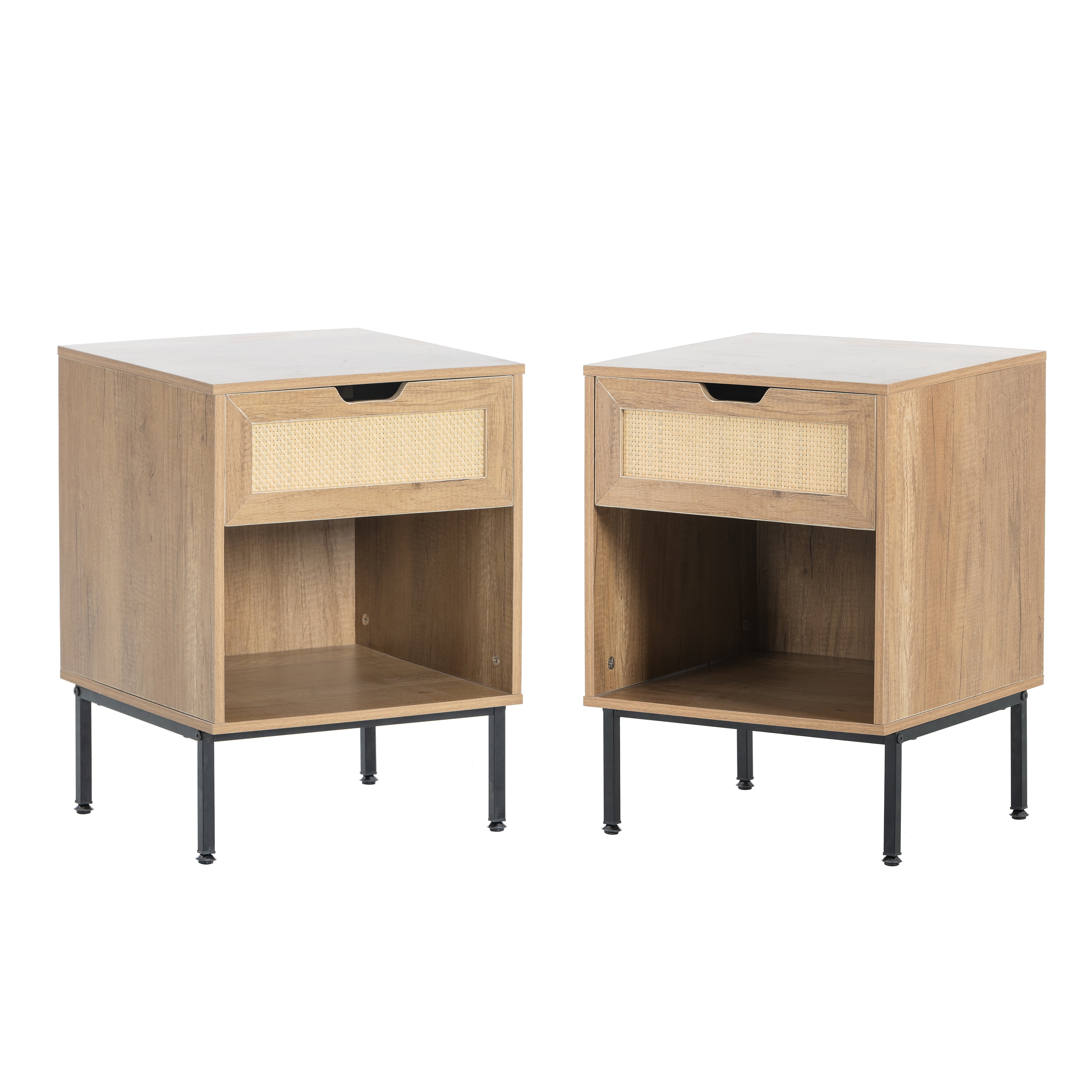 Yardi Yard Farmhouse Rattan Nightstand Set of 2 with Drawer and Storage Shelf for Bedroom Natural Yardi Yard Farmhouse Rattan Nightstand Set of 2 with Drawer and Storage Shelf for Bedroom Natural
