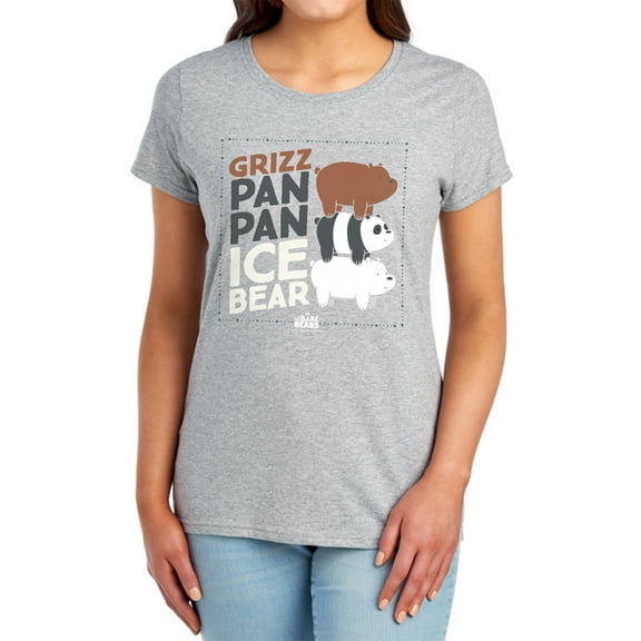 We Bare Bears Grizz Pan Pan Ice Bear Women's T Shirt, Athletic Heather, Small