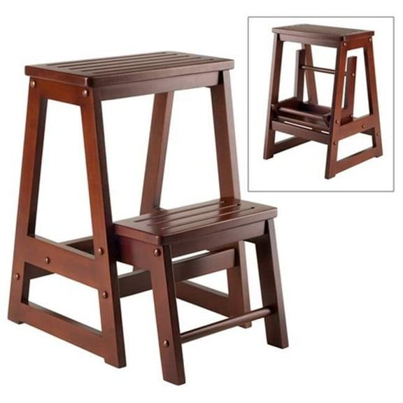 Folding Step Stool - Walnut Solid - Composite Wood