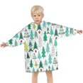 thumbnail image 3 of Green Christmas Tree Pattern Blanket Hoodies for Kids 6-13YR Oversize Wearable Blanket Hoodies for Boys Girls Teens, 3 of 7