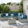 thumbnail image 6 of Amopatio 7 Pieces Patio Conversation Set, Outdoor Sectional PE Rattan Wicker Furniture Seat,Peacock Blue, 6 of 8