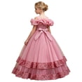 thumbnail image 6 of JAJAHO Flower Girl Dress For Wedding Off The Shoulder Sparkly Sequin Mesh Layered Short Sleeve Tutu Party Dress Glitter Maxi Formal Gown For Kids 4-14Y, 6 of 8