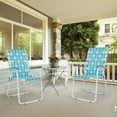 thumbnail image 6 of Ktaxon 2Pcs Oversize Patio Lawn Folding Chairs, Outdoor Webbed Portable Seating, Lightweight Steel Beach Dining Chair for Outdoor Yard, Garden (Blue & White, Classic), 6 of 8