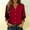 Red, variant on Womens Pleated Chiffon Blouses 3/4 Sleeves Button Down Shirts Business Casual Tops Work Office Tshirt Solid Color Top Dressy Casual Blouses Trendy Outfit 2026 Dressy Blouse