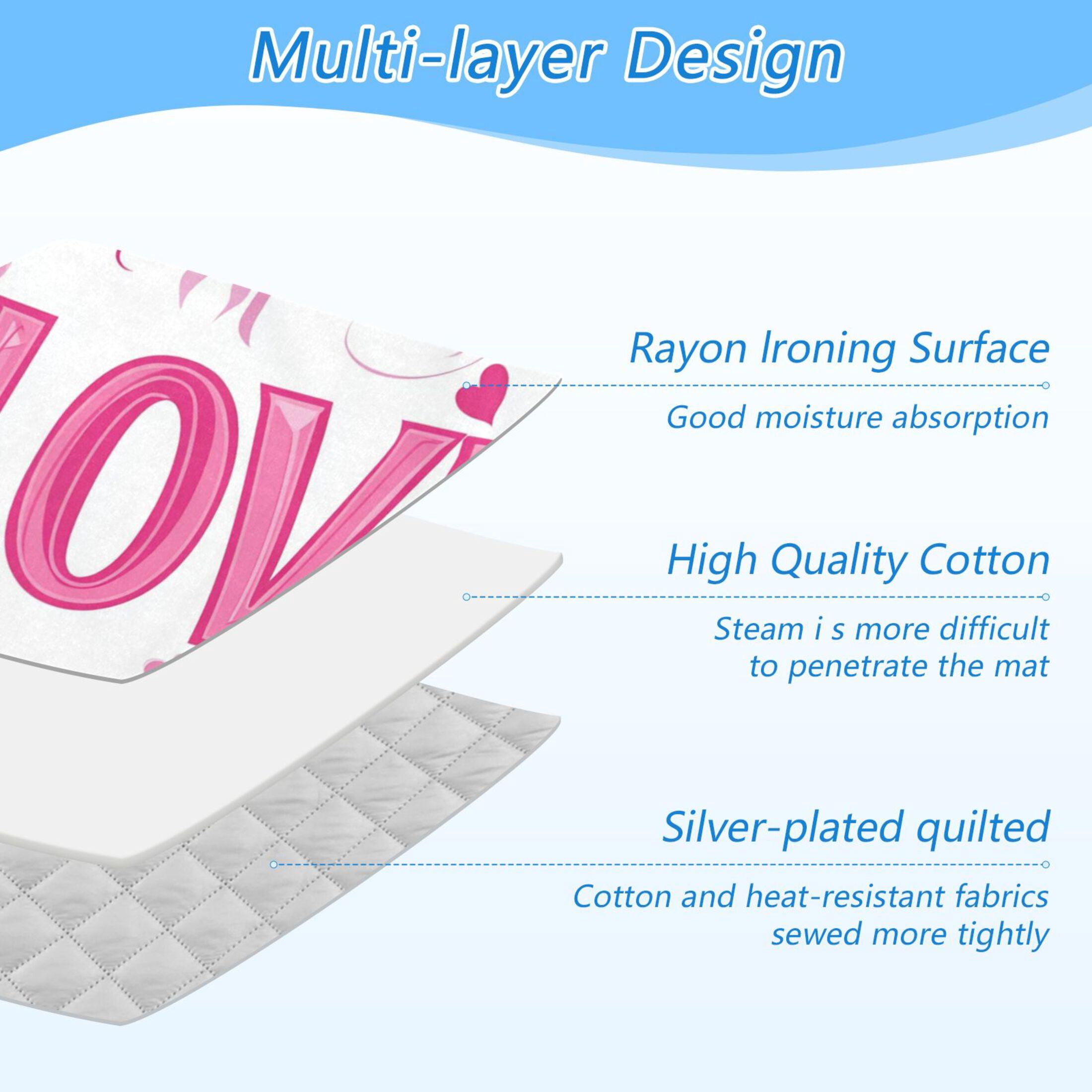 Elegant Leaves Hearts Love Valentine Ironing Mat Blanket Portable Travel Ironing Pad Heat Resistant Pad 47.2" x 27.6”