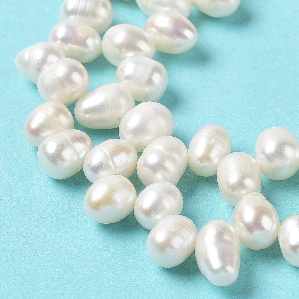 1strand Cultured Freshwater Pearl Beads Strands Rice Antique White 8~12x7~8mm Hole: 0.7mm about 59~60pcs/strand 13.98''(35.5cm)