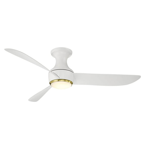 Corona 52" Soft Brass/Matte White Dimmable LED Smart Flush Mount Ceiling Fan with Remote Control