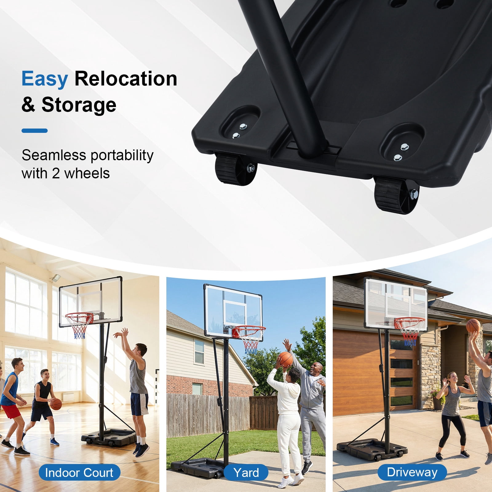 Gymax 10 FT Portable Basketball Hoop w/ Shock Absorbent Rim Fillable Base for Adults