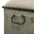 thumbnail image 6 of DecMode Metal Galvanized Storage Bench with Cream Burlap Top and Black Latches, Gray, 6 of 16