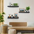 thumbnail image 3 of Sfugno Floating Ledge Shelves Rustic Wood Wall Shelf Set of 3 for Storage and Display 16.9 inch Vintage,Black, 3 of 8