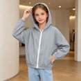 thumbnail image 5 of Abtuhar Toddler Girls Fall Winter Hooded Casual Outerwear and Jackets Solid Drop‑shoulder Wind‑proof Sun‑protection Zip‑up Coat for 3‑16 Years, 5 of 5
